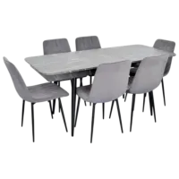 Set masă și scaune Evelin DT 432-3R B + 6 XR-154B Dreptunghiulară / PAL / Gray