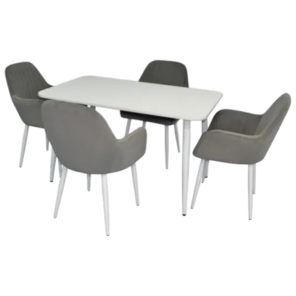 Set masă și scaune Evelin DT 405-4WH + 4 LC-621Wh Dreptunghiulară / PAL / Gray photo 1