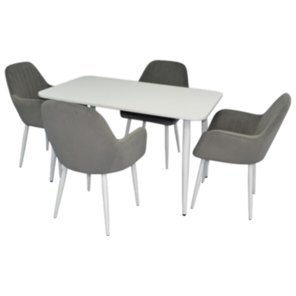 Set masă și scaune Evelin DT 405-4WH + 4 LC-621Wh Dreptunghiulară / PAL / Gray photo 1