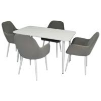 Set masă și scaune Evelin DT 405-4WH + 4 LC-621Wh Dreptunghiulară / PAL / Gray