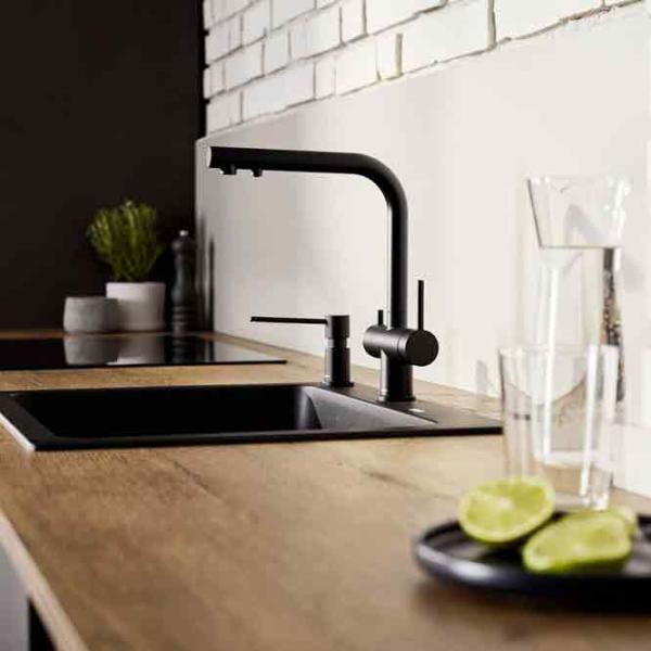 Baterie pentru bucătărie Blanco Fontas II Mono comandă / Pivotantă / Alamă / Black photo 2