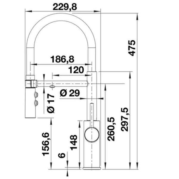 Baterie pentru bucătărie Blanco Catris-S Flex Mono comandă / flexibil / Alamă / Inox photo 5