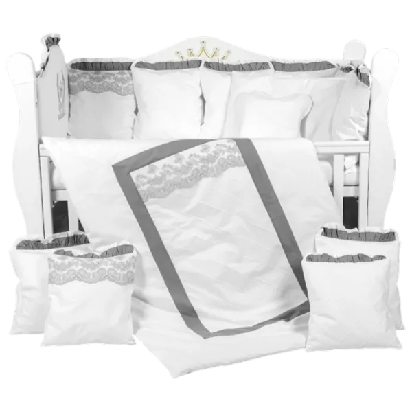 Детское постельное бельё PernaMea Royal (PM.101611/1) Хлопок/ Серый White photo 1 Детское постельное бельё PernaMea Royal (PM.101611/1) Хлопок/ Серый White photo 1