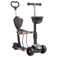 Детский трёхколёсный самокат Moni Pixy (MT.124641) 40 кг/ Черный