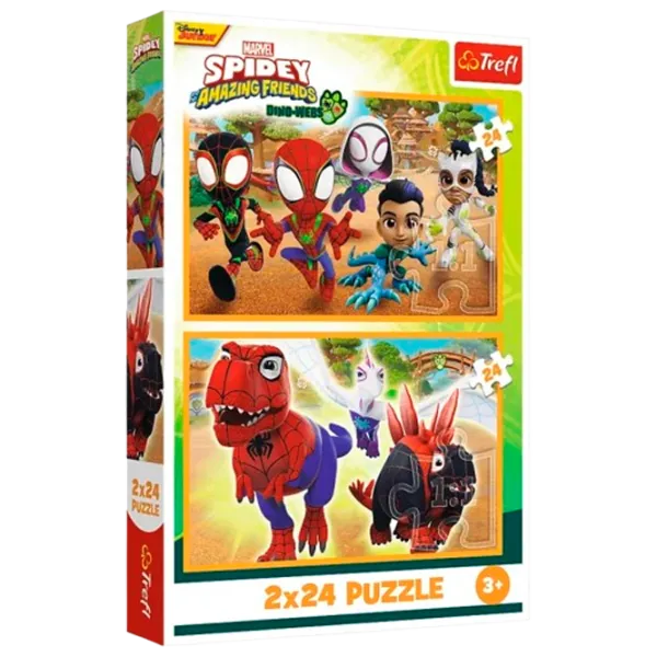 Puzzle Trefl Spiderman si dinozaurii 3+/ Numărul de piese: 48 photo 1