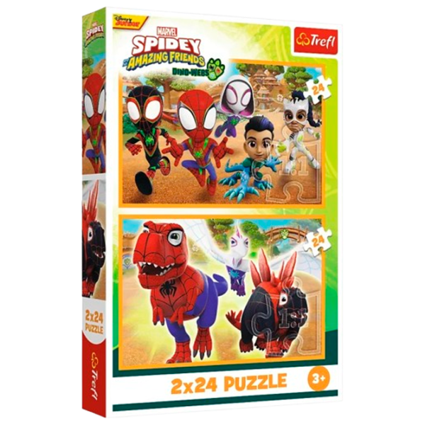 Puzzle Trefl Spiderman si dinozaurii 3+/ Numărul de piese: 48 photo 1