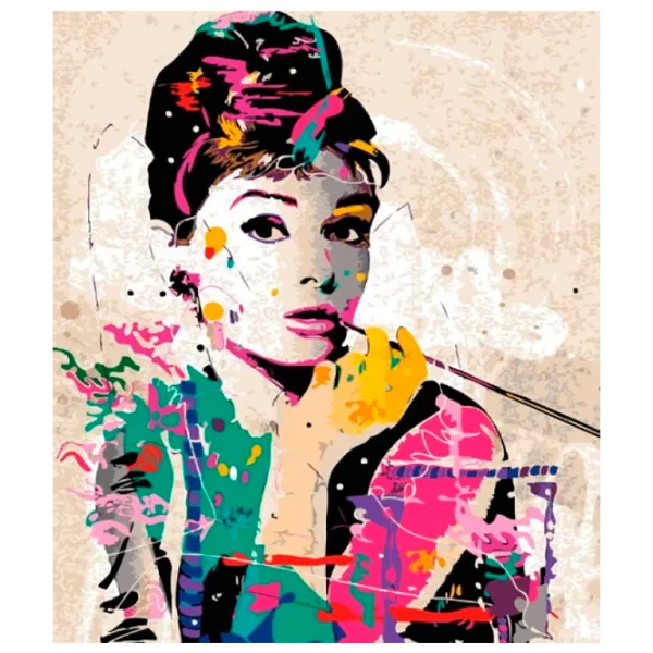 Pictură pe numere PRC Audrey Hepburn in stil pop art 03451 50 x 40 cm / Verticală photo 1