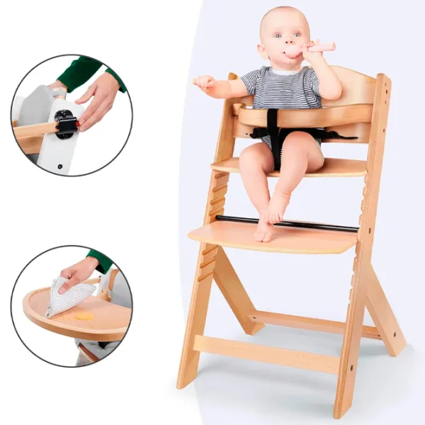 Стульчик для кормления KinderKraft Enock (KKKENOCWHT0000) / 6 месяцев / Натуральное дерево  photo 11