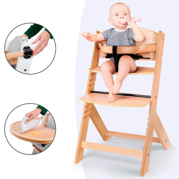 Стульчик для кормления KinderKraft Enock (KKKENOCWHT0000) / 6 месяцев / Натуральное дерево  photo 11