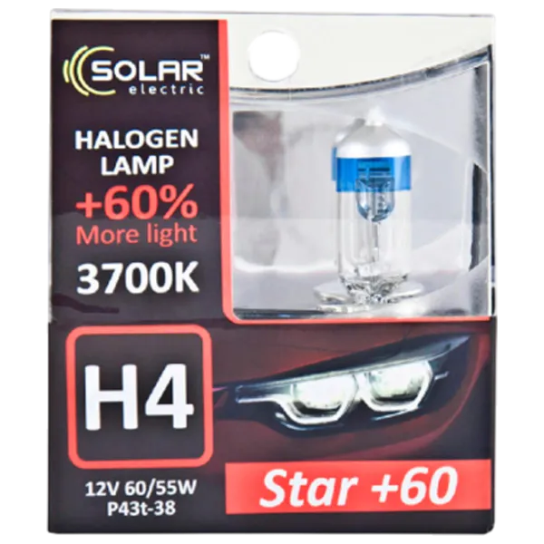 Lampă auto Solar Starlight + 60% Halogen / H4 / P43t-38 / 60 - 55 W /  photo 2 Lampă auto Solar Starlight + 60% Halogen / H4 / P43t-38 / 60 - 55 W /  photo 2