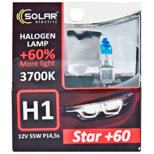 Lampă auto Solar Starlight + 60% Halogen / H1 / P14.5s / 55 W /  photo 1 Lampă auto Solar Starlight + 60% Halogen / H1 / P14.5s / 55 W /  photo 1
