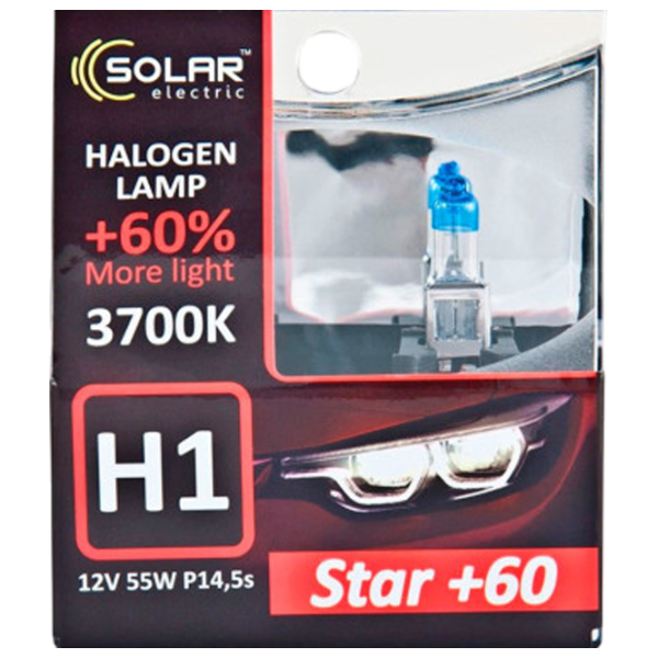 Lampă auto Solar Starlight + 60% Halogen / H1 / P14.5s / 55 W /  photo 1 Lampă auto Solar Starlight + 60% Halogen / H1 / P14.5s / 55 W /  photo 1