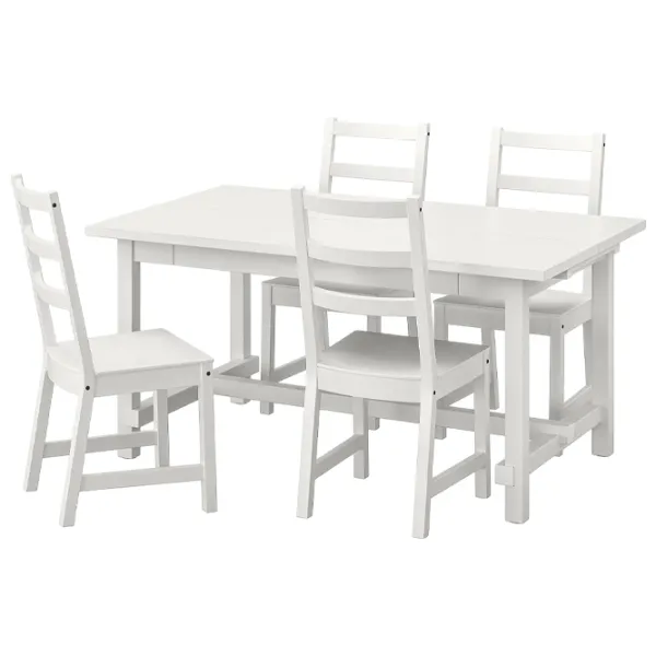 Set masă și scaune Ikea Nordviken Dreptunghiulară / PAL / White photo 1