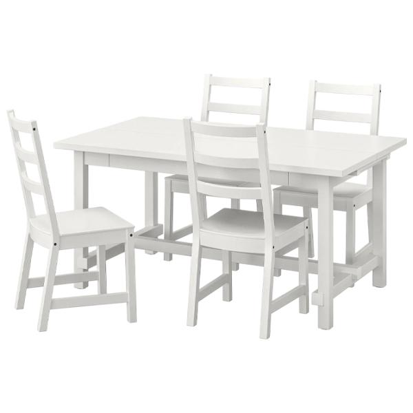 Set masă și scaune Ikea Nordviken Dreptunghiulară / PAL / White photo 1