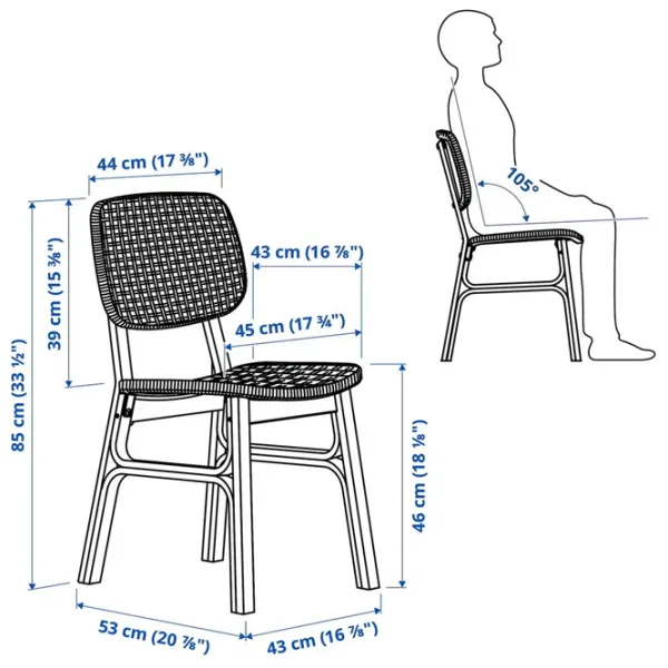 Set masă și scaune Ikea Voxlov Dreptunghiulară / Bambus / Bamboo photo 10