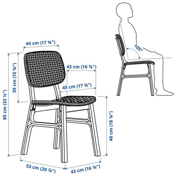 Set masă și scaune Ikea Voxlov Dreptunghiulară / Bambus / Bamboo photo 10