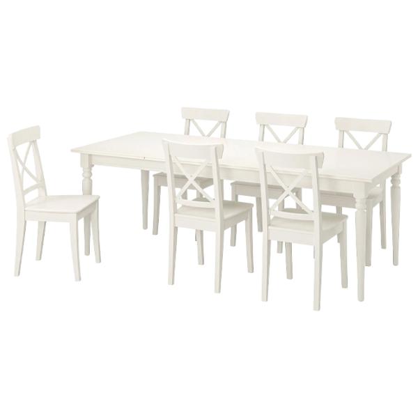 Set masă și scaune Ikea Ingatorp/Ingolf Dreptunghiulară / PAL / White photo 1