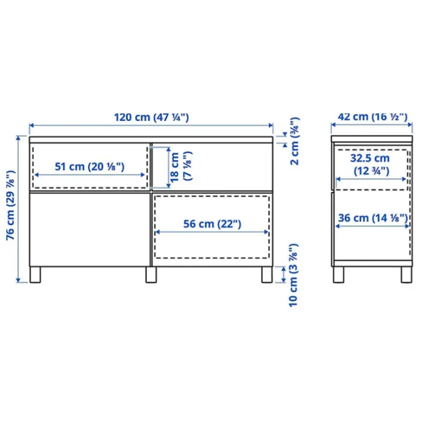 Comodă TV Ikea Besta/Lappviken/Stubbarp 74 x 120 x 42 / PAL photo 4