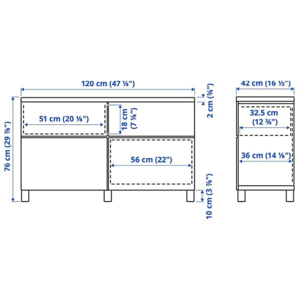 Comodă TV Ikea Besta/Lappviken/Stubbarp 74 x 120 x 42 / PAL photo 4