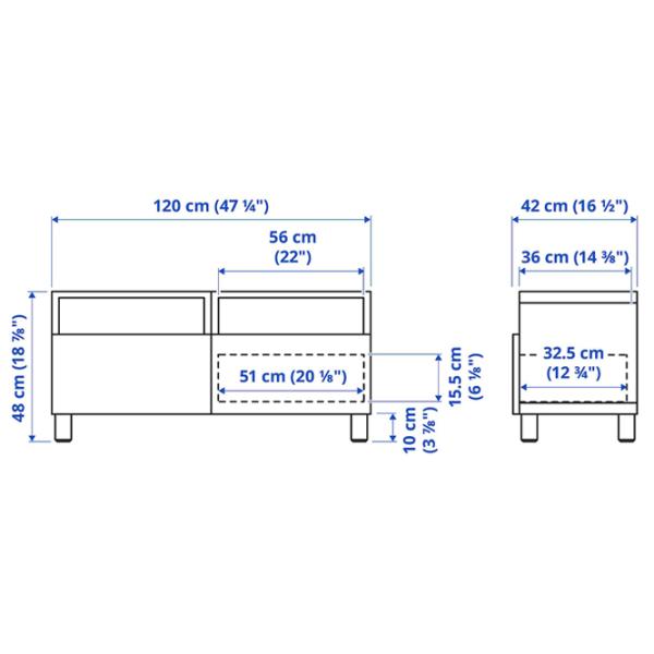 Comodă TV Ikea Besta/Lappviken/Stubbarp 48 x 120 x 42 / PAL photo 4