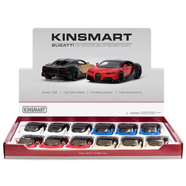 Mașină Kinsmart Bugatti Chiron Super Sport KT5423  / / Auriu Black photo 6