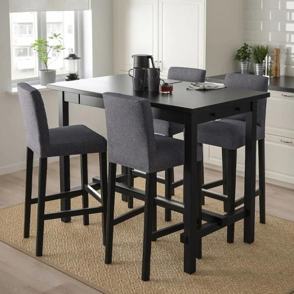 Set masă și scaune Ikea Nordviken/Bergmund/Gunnared Dreptunghiulară / PAL / Black photo 3