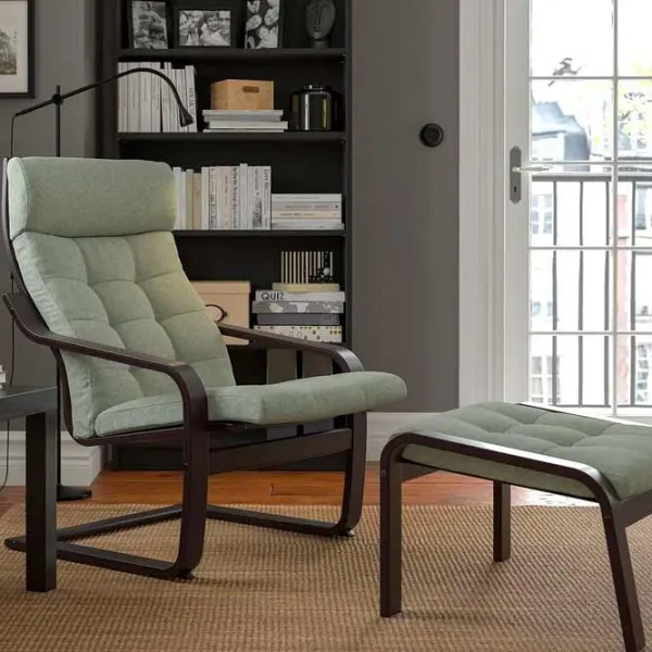 Fotoliu Ikea Poang Dark Brown Light Green photo 2