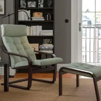 Кресло Ikea Poang Dark Brown Light Green photo 2