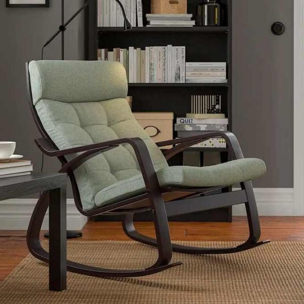 Fotoliu balansoar Ikea Poang Brown Light Green photo 2