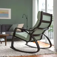 Кресло качалка Ikea Poang Brown Light Green photo 3