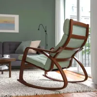 Кресло качалка Ikea Poang Brown Light Green photo 2