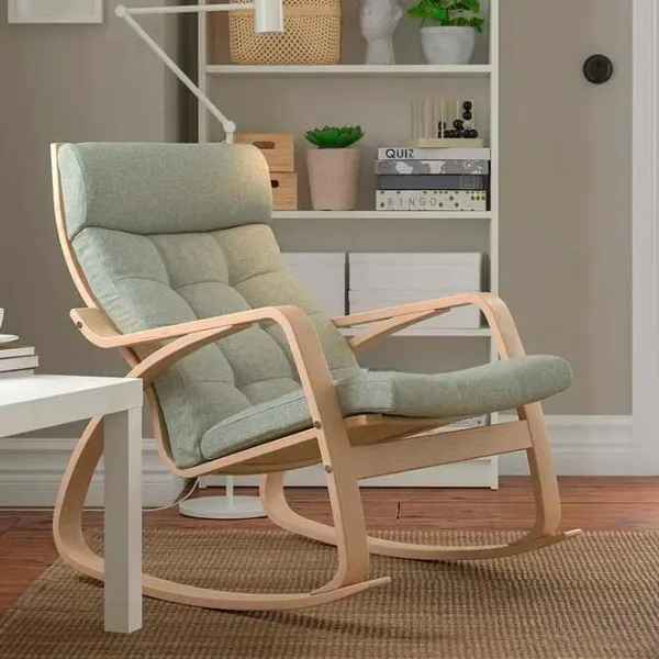 Кресло качалка Ikea Poang Beige Light Green photo 2