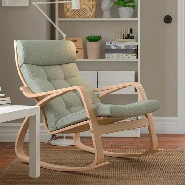Кресло качалка Ikea Poang Beige Light Green photo 2