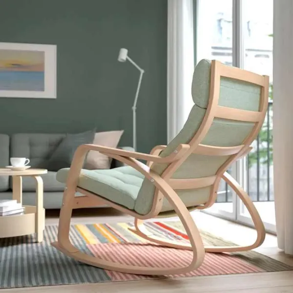 Кресло качалка Ikea Poang Beige Light Green photo 3