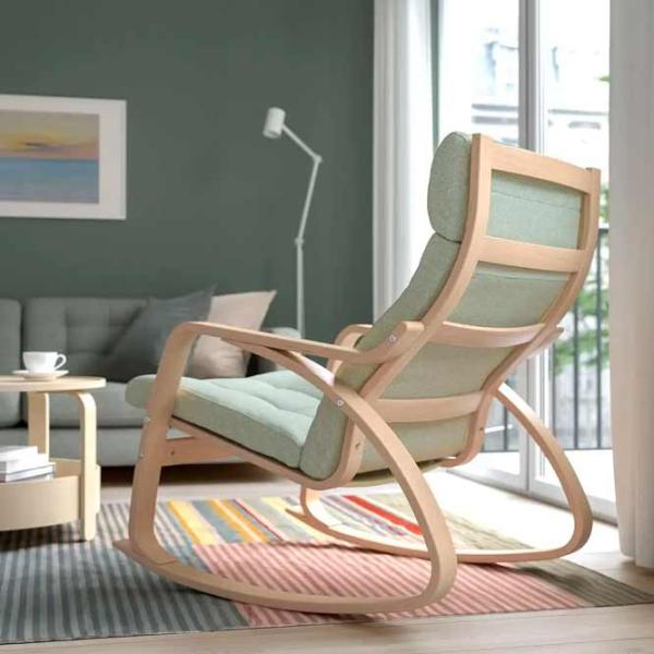Кресло качалка Ikea Poang Beige Light Green photo 3