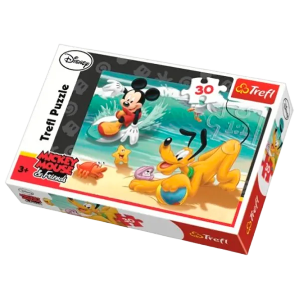 Puzzle Trefl Mickey and Pluto at the beach 3+/ Numărul de piese: 30 photo 1