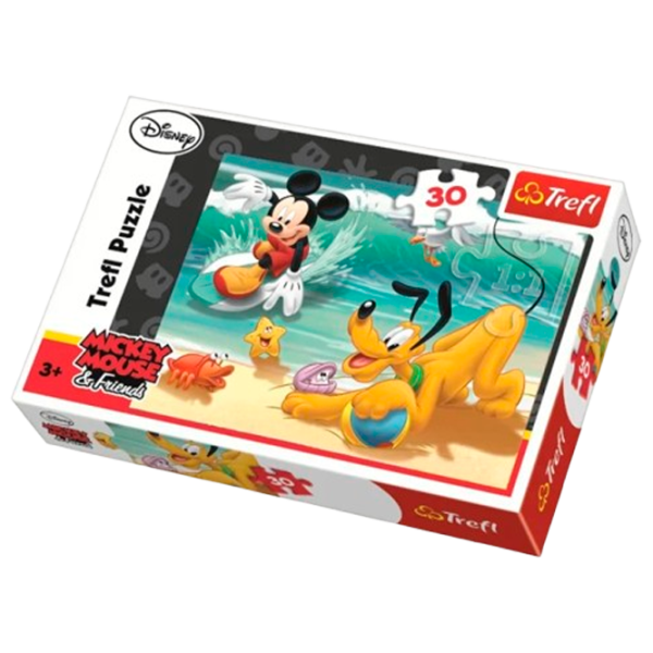 Puzzle Trefl Mickey and Pluto at the beach 3+/ Numărul de piese: 30 photo 1