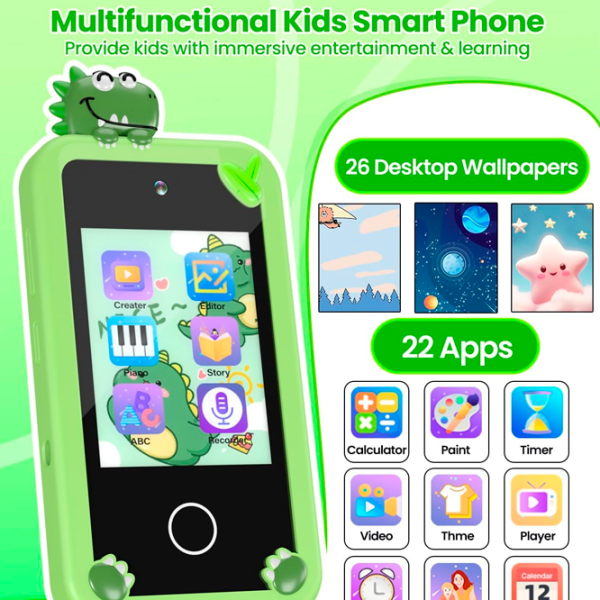 Jucărie interactivă Cute Pet Smart Phone PI Plus Dinosaur  3+ / Black Green photo 4