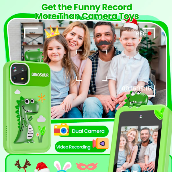 Jucărie interactivă Cute Pet Smart Phone PI Plus Dinosaur  3+ / Black Green photo 6