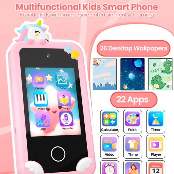 Jucărie interactivă Cute Pet Smart Phone PI Plus Unicorn  3+ / Black Pink photo 4