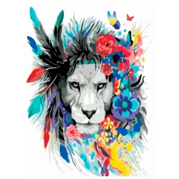 Картина по номерам PRC Лев в цветах 03918 50 x 40 см / Вертикальная photo 1