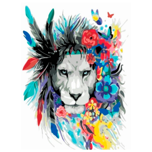 Картина по номерам PRC Лев в цветах 03918 50 x 40 см / Вертикальная photo 1
