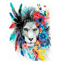 Картина по номерам PRC Лев в цветах 03918 50 x 40 см / Вертикальная