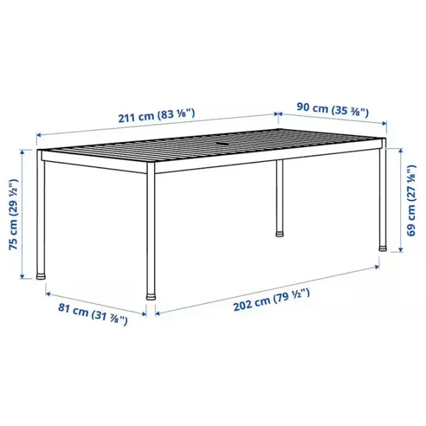 Masă de grădină Ikea Segeron Dreptunghiular / Green Gray photo 5
