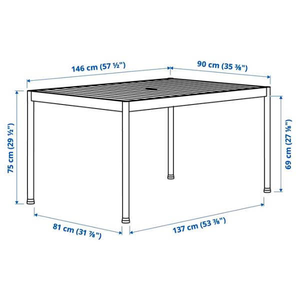 Masă de grădină Ikea Segeron Dreptunghiular / White Gray photo 4