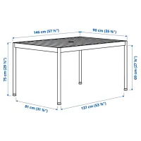 Садовый стол Ikea Segeron Прямоугольный / White Серый photo 4