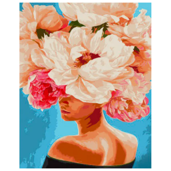 Картина по номерам Strateg Пионы в волосах GS1036 50 x 40 см / Вертикальная photo 1