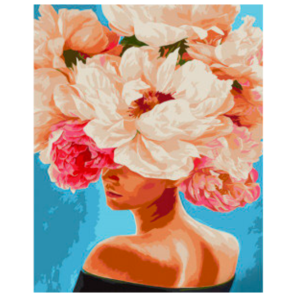 Картина по номерам Strateg Пионы в волосах GS1036 50 x 40 см / Вертикальная photo 1