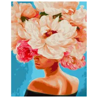 Картина по номерам Strateg Пионы в волосах GS1036 50 x 40 см / Вертикальная