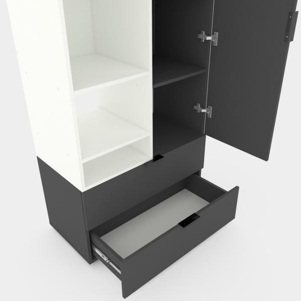 Шкаф Nex Home A001L 230 x 80 x 42см / ЛДСП / Белый Снег Антрацит photo 6